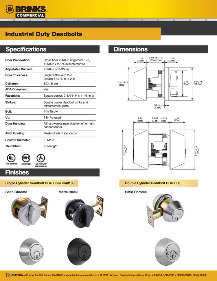 Industrial Duty Deadbolts