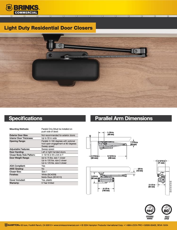 Light Duty Residential Door Closer