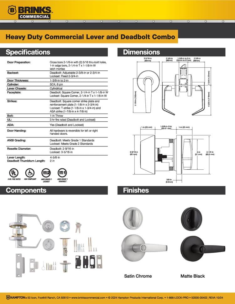 Heavy Duty Lever and Deadbolt Combo