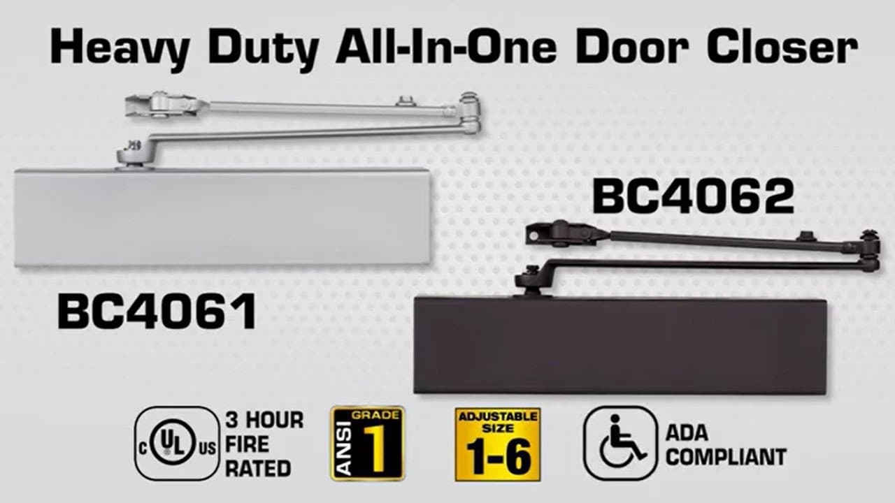 Brinks Commercial BC4061 & BC4062 Heavy Duty All-In-One Closer Standard Mount Install Instructions thumbnail